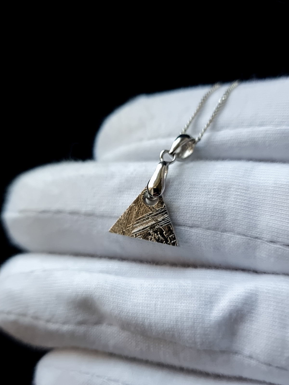 Muonionalusta meteorite small triangle pendant
