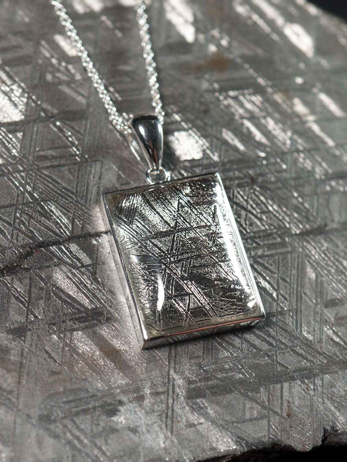 Cosmic Window Pendant Made with Muonionalusta Meteorite