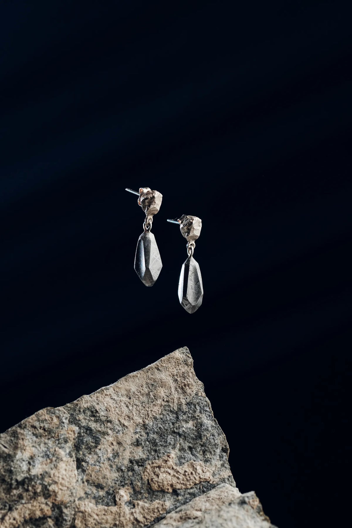 MUONIONALUSTA METEORITE ECLIPSE DROP EARRINGS