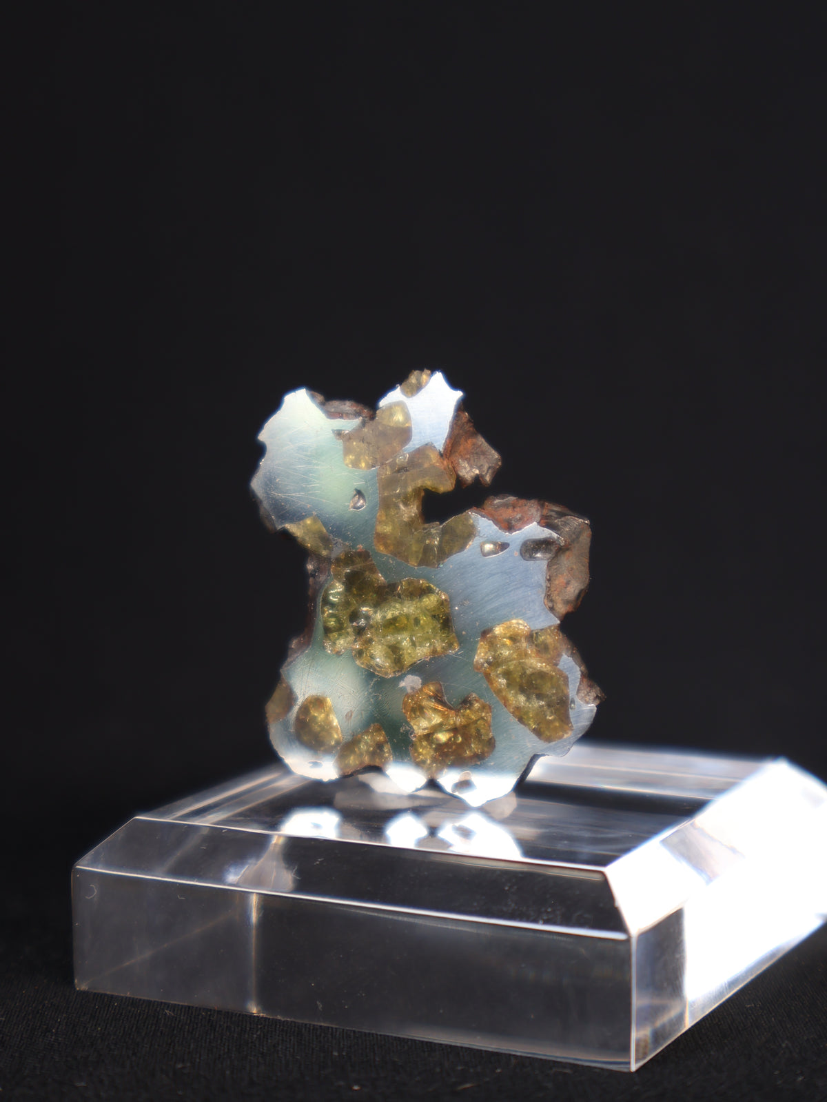 IMILAC PALLASITE METEORITE, END CUT, CHILE. 39,49 GRAMS.