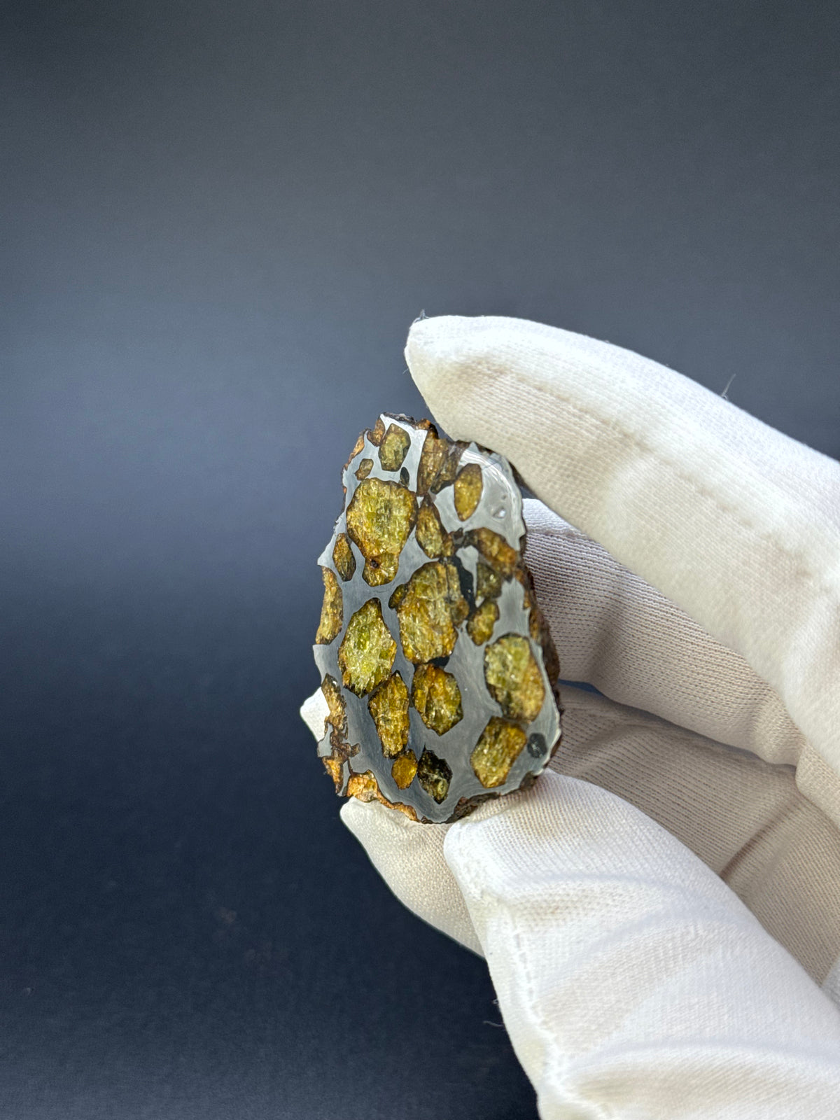 IMILAC PALLASITE METEORITE, END CUT, CHILE. 35,10 GRAMS.