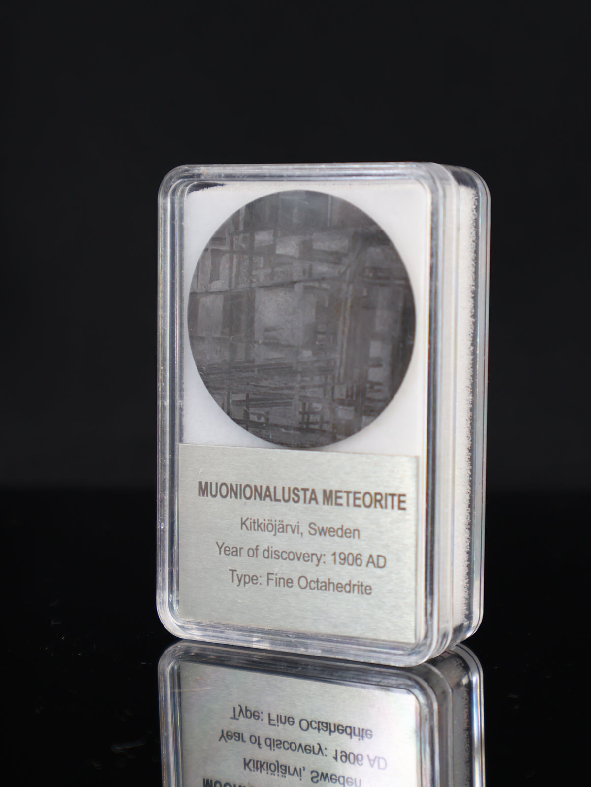 MUONIONALUSTA METEORITE, SWEDEN. DISPLAY BOX.