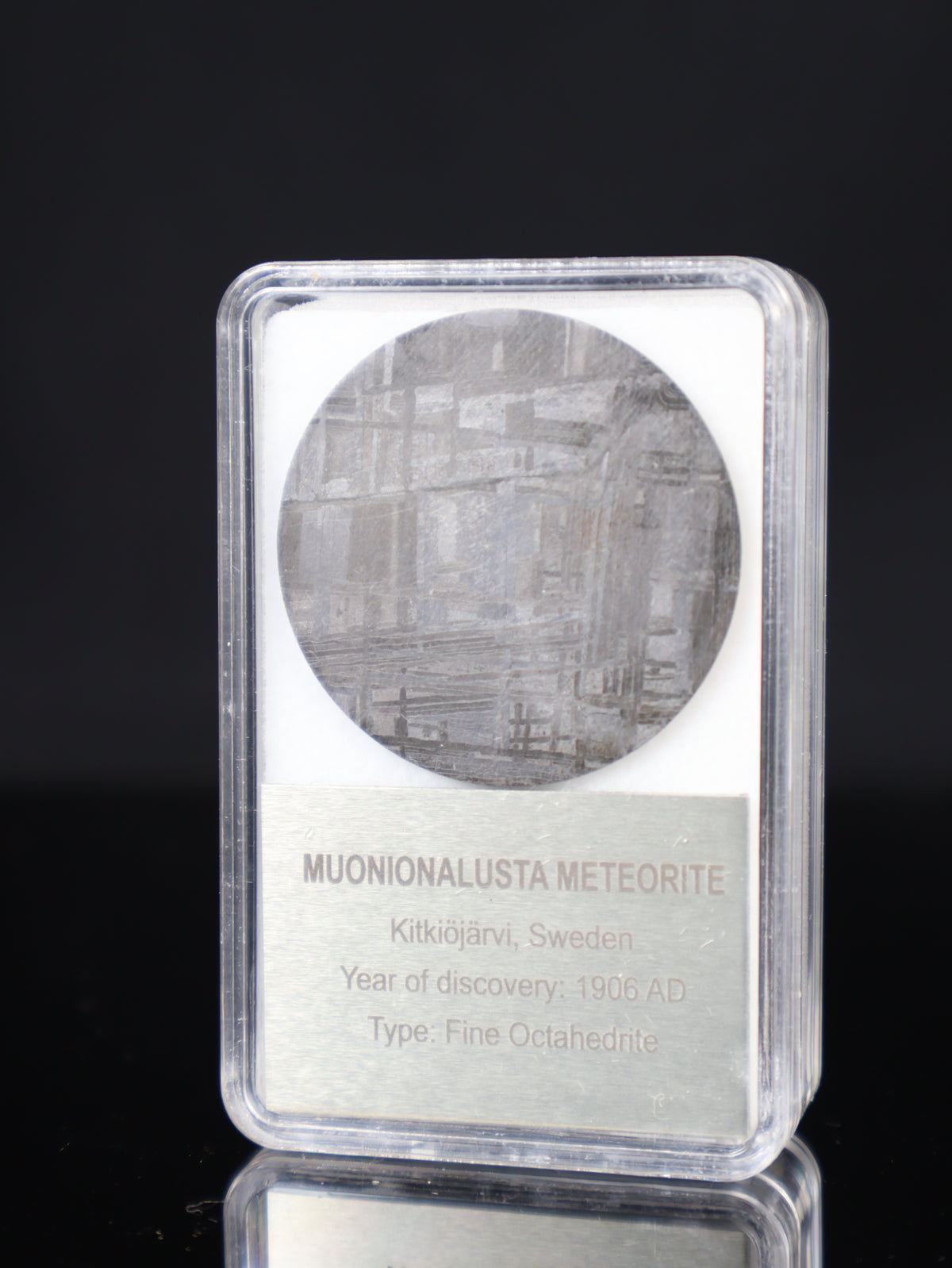 MUONIONALUSTA METEORITE, SWEDEN. DISPLAY BOX.