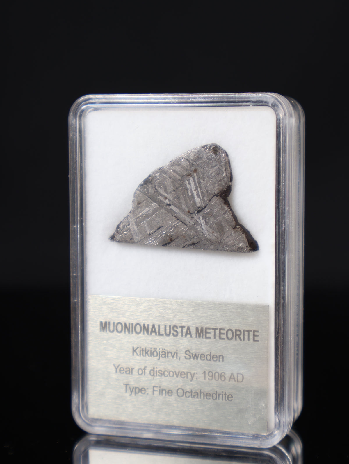 MUONIONALUSTA METEORITE, SWEDEN. DISPLAY BOX. 4,3 GRAMS.