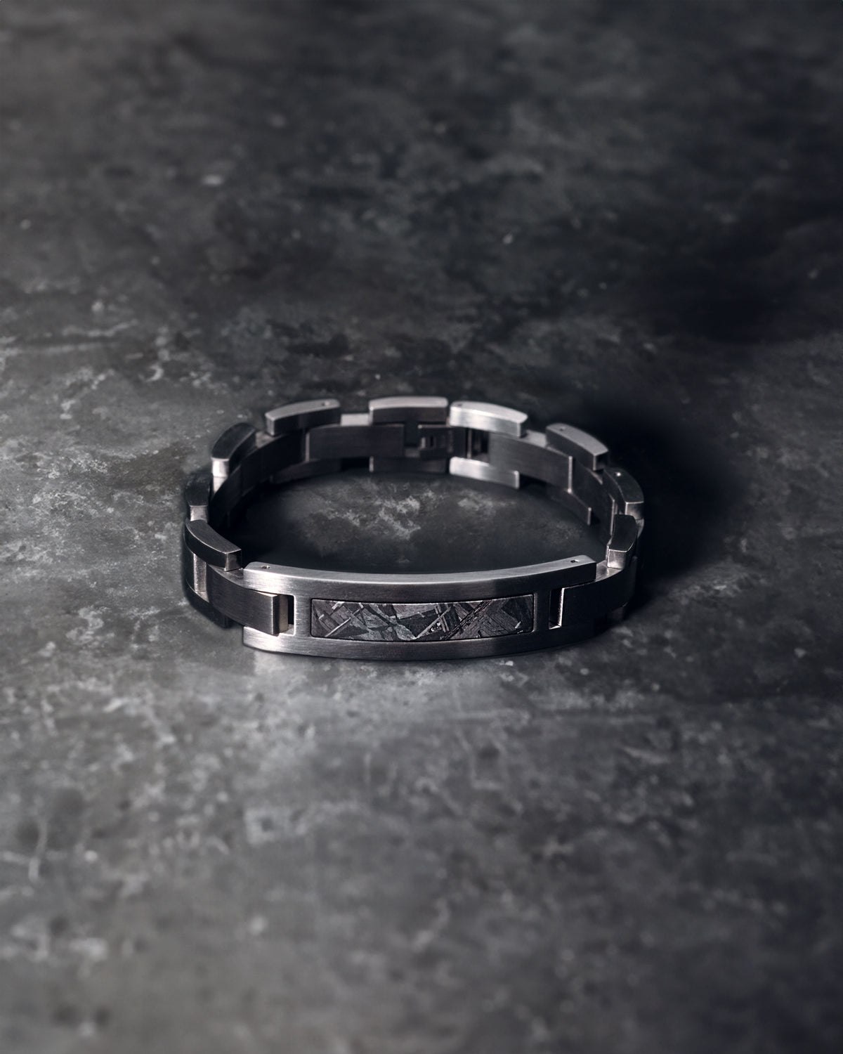 Muonionalusta meteorite bracelet with Stainless Steel “Drogon”