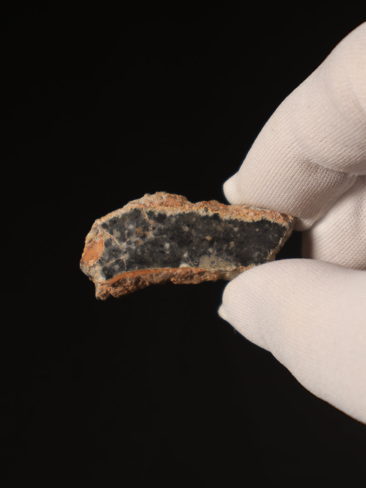 Lunar meteorite, Bechar 003, Algeria. 7,43 grams end-cut.