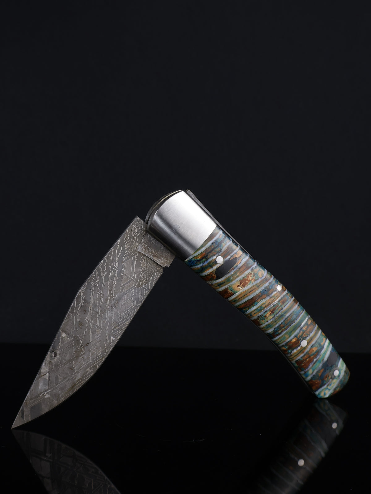 Aletai Meteorite Folding Knife with Woolly Mammoth Fossil Ivory Handle