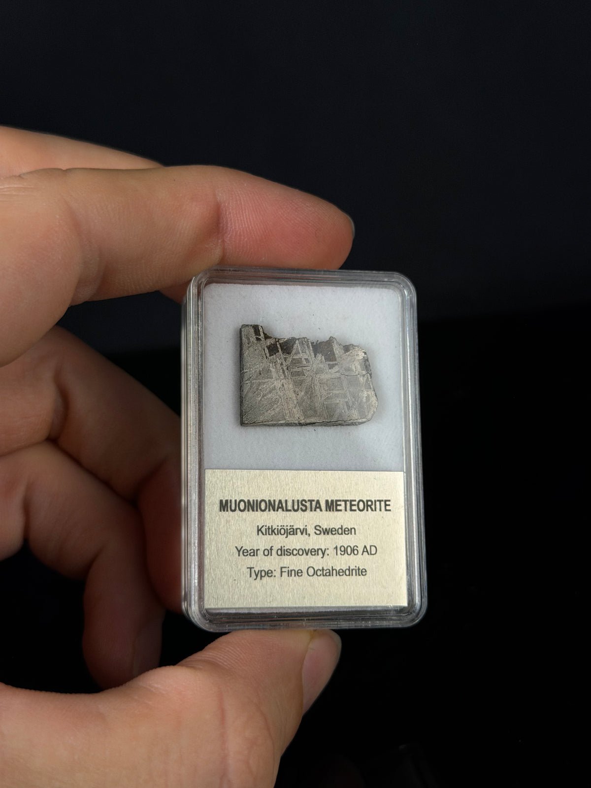 MUONIONALUSTA METEORITE, SWEDEN. DISPLAY BOX. 5,32 GRAMS.