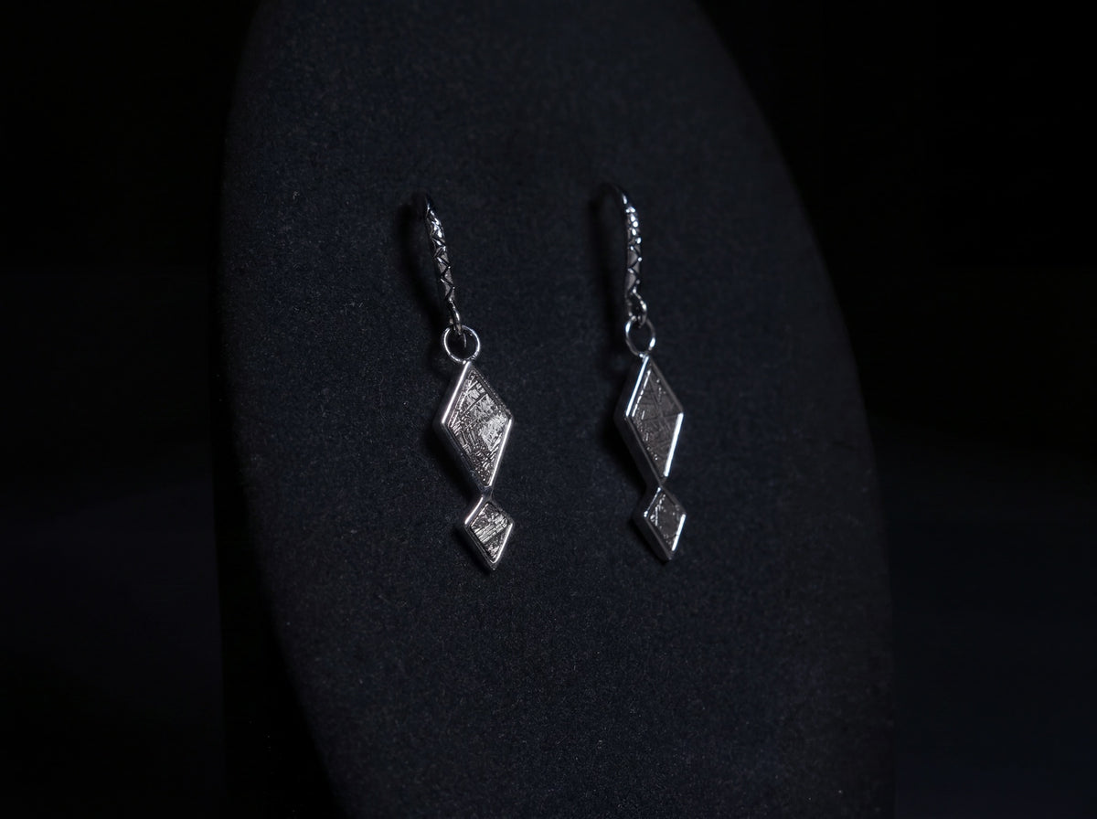 Nebula Earrings with Muonionalusta meteorite and siver 925