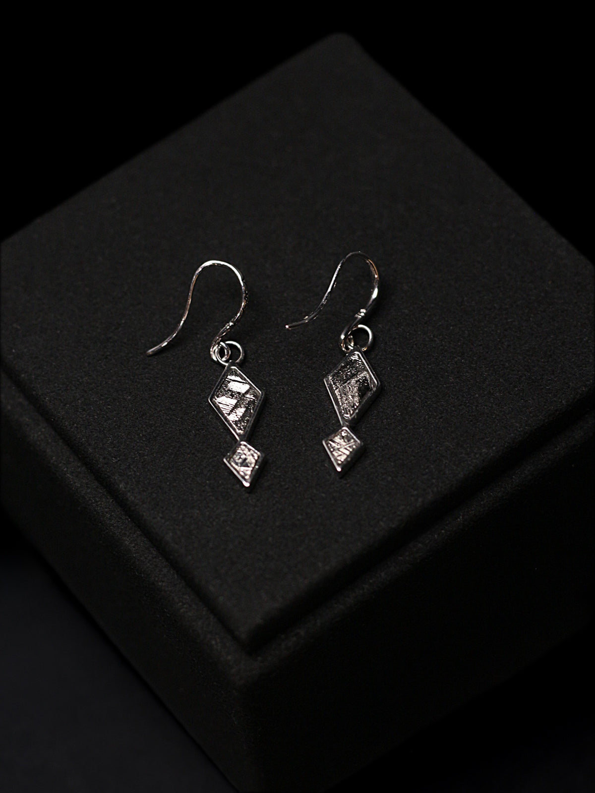 Nebula Earrings with Muonionalusta meteorite and siver 925