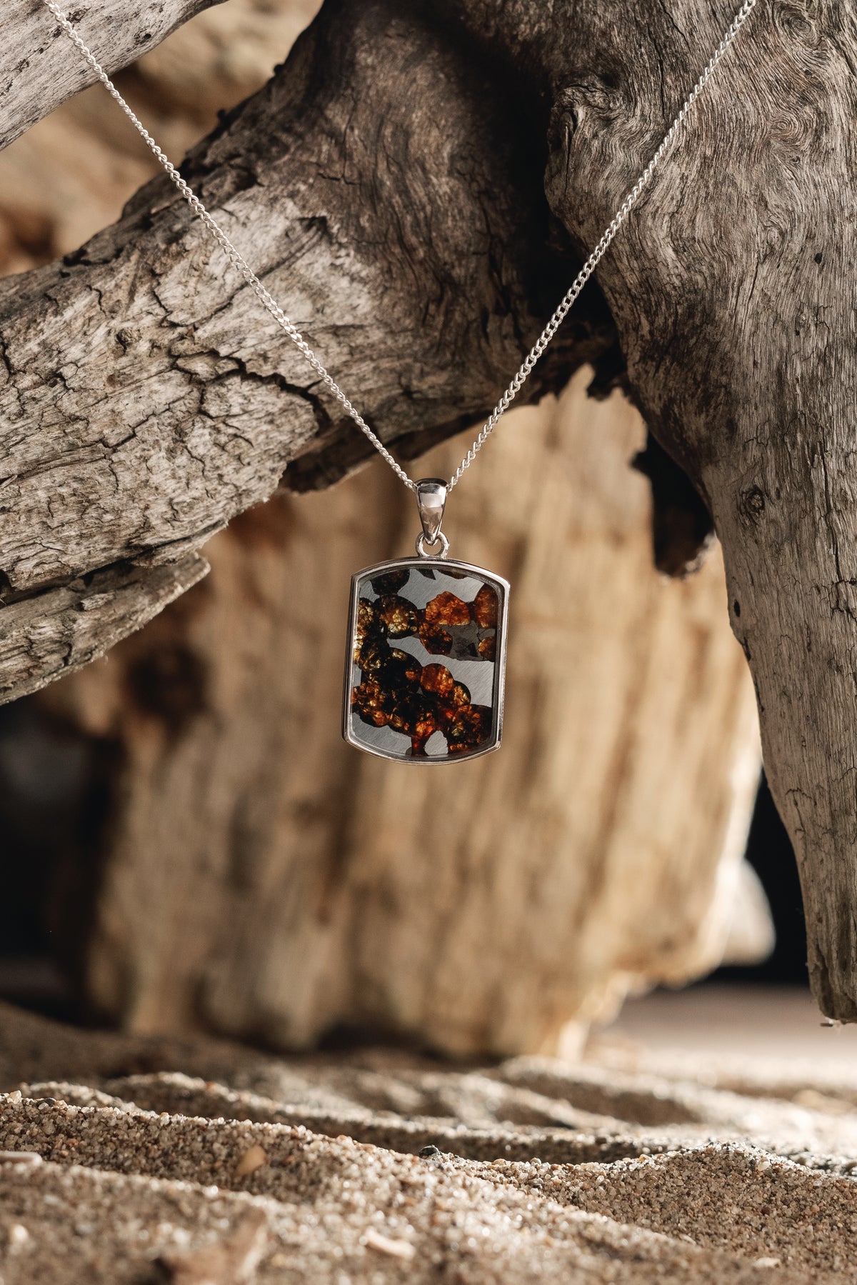 Pallasite Dogtag pendant of Sericho Meteorite