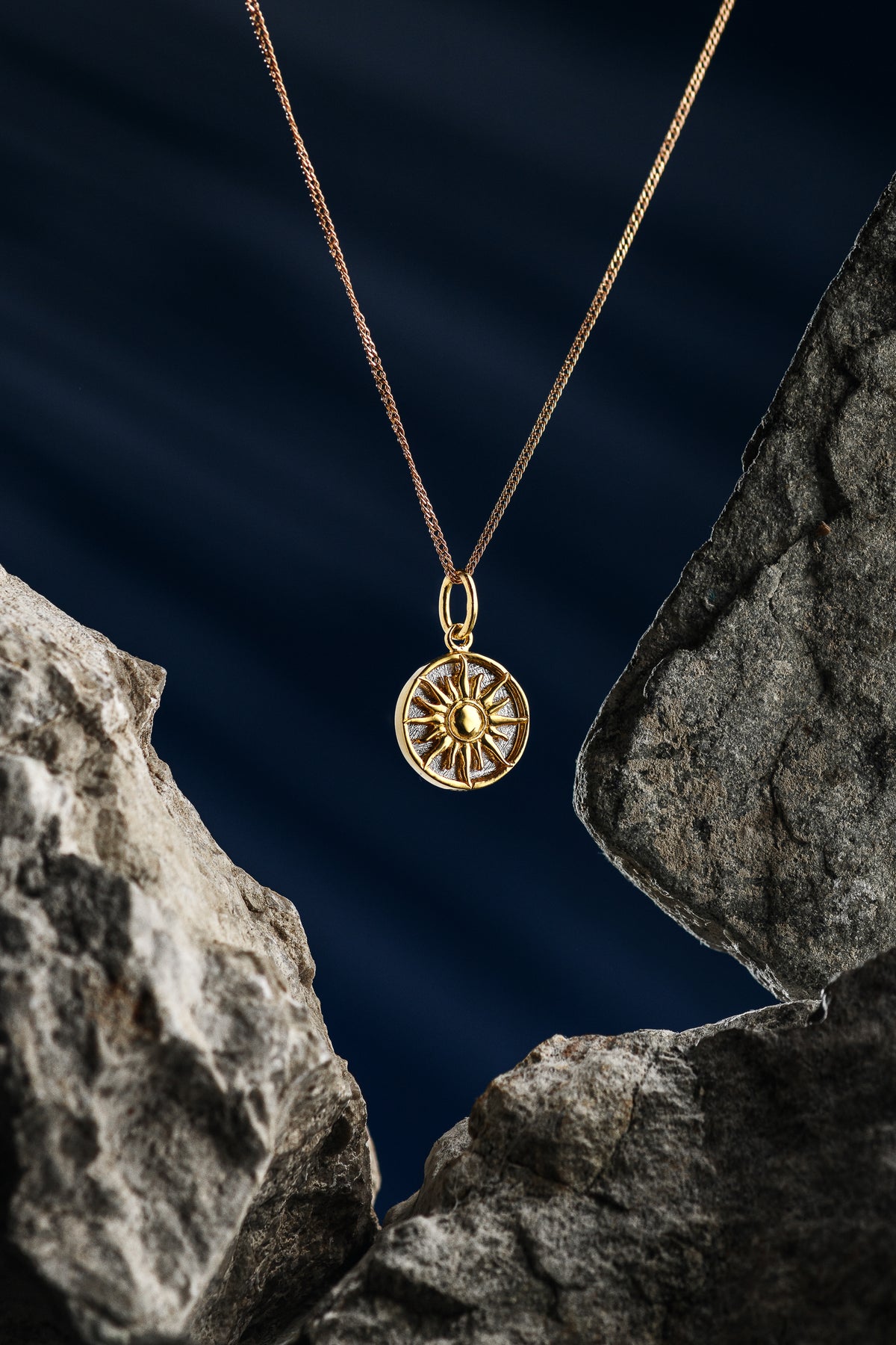 Muonionalusta meteorite pendant, Sun pendant, 18k gold plated.