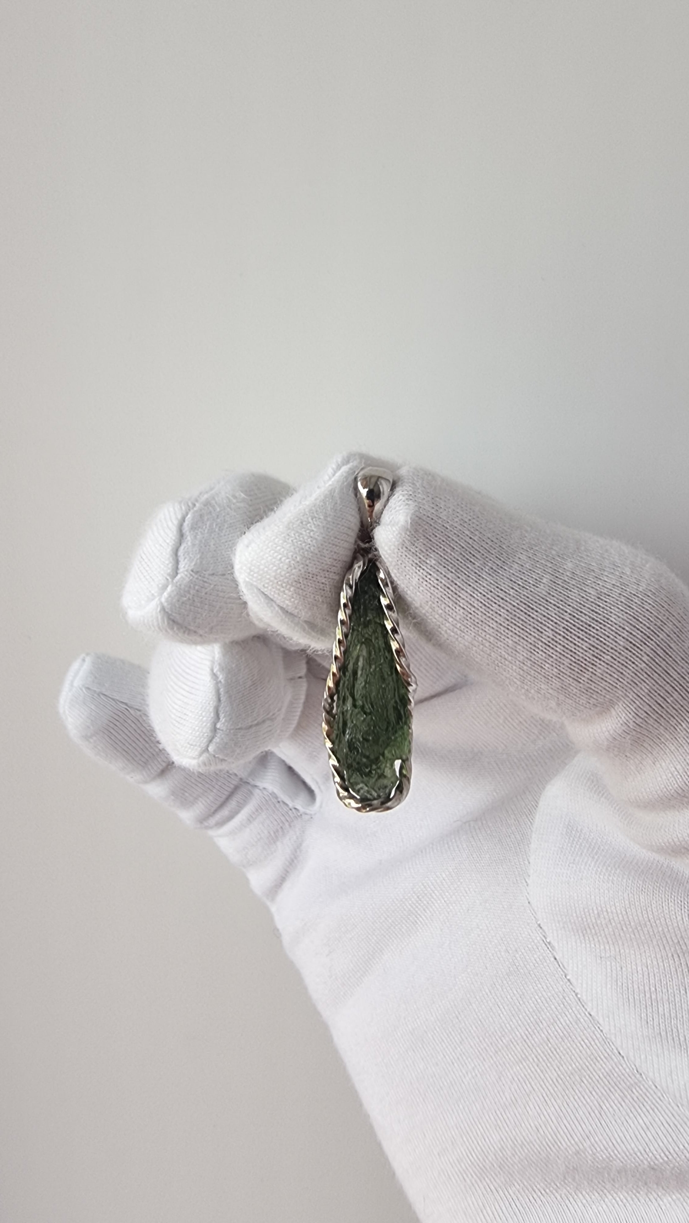 Raw moldavite pendant