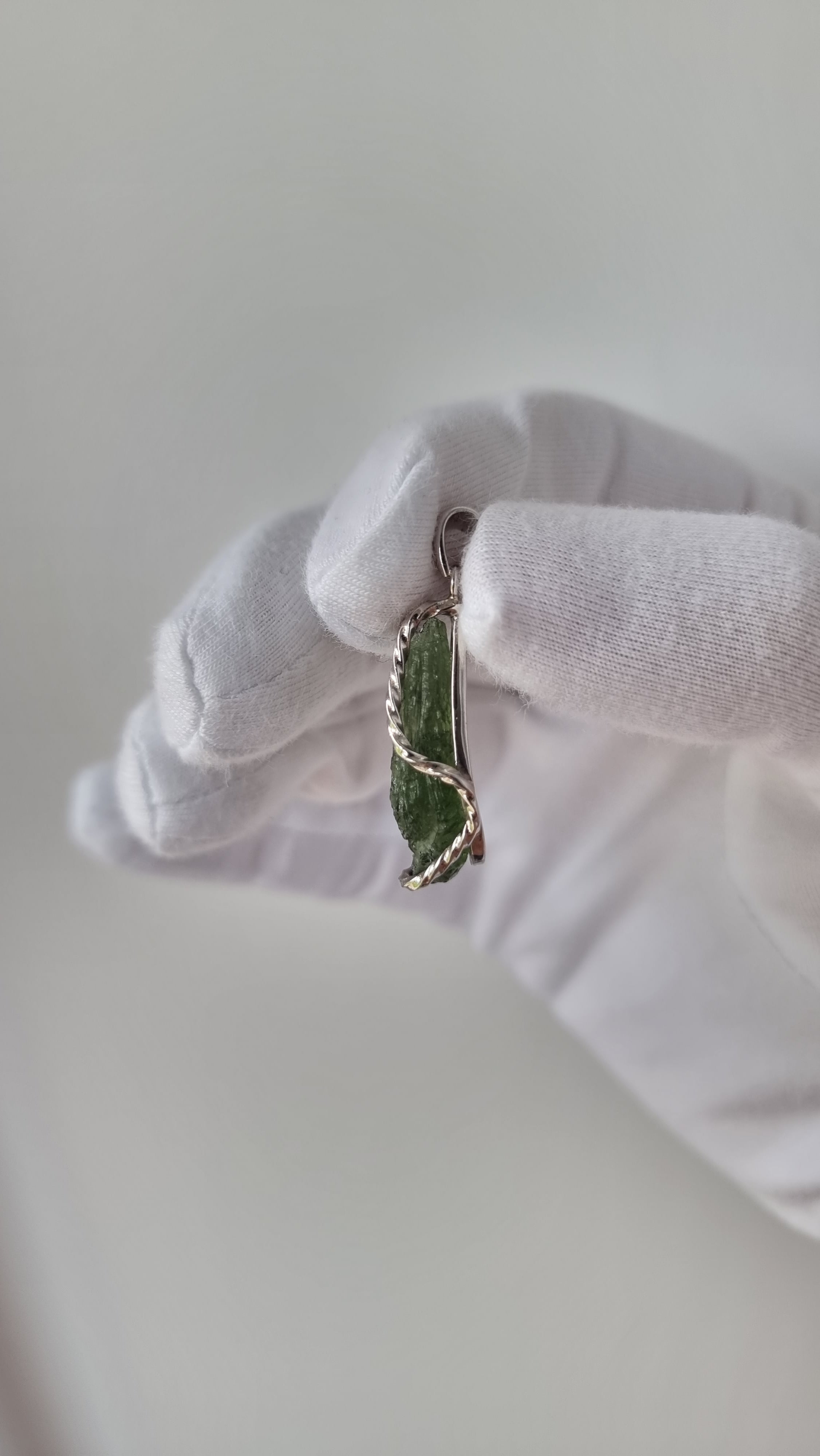 Raw moldavite pendant