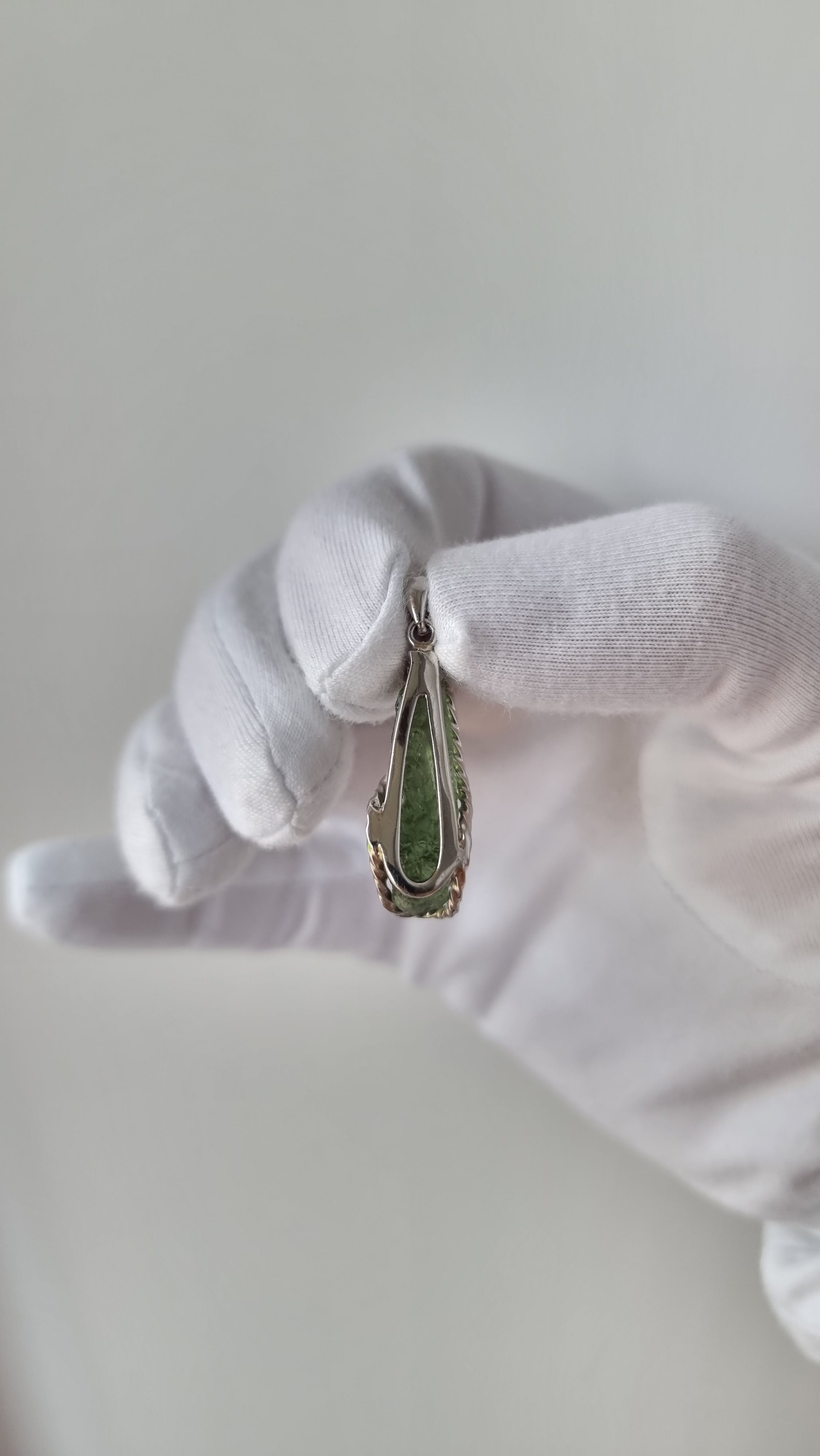 Raw moldavite pendant