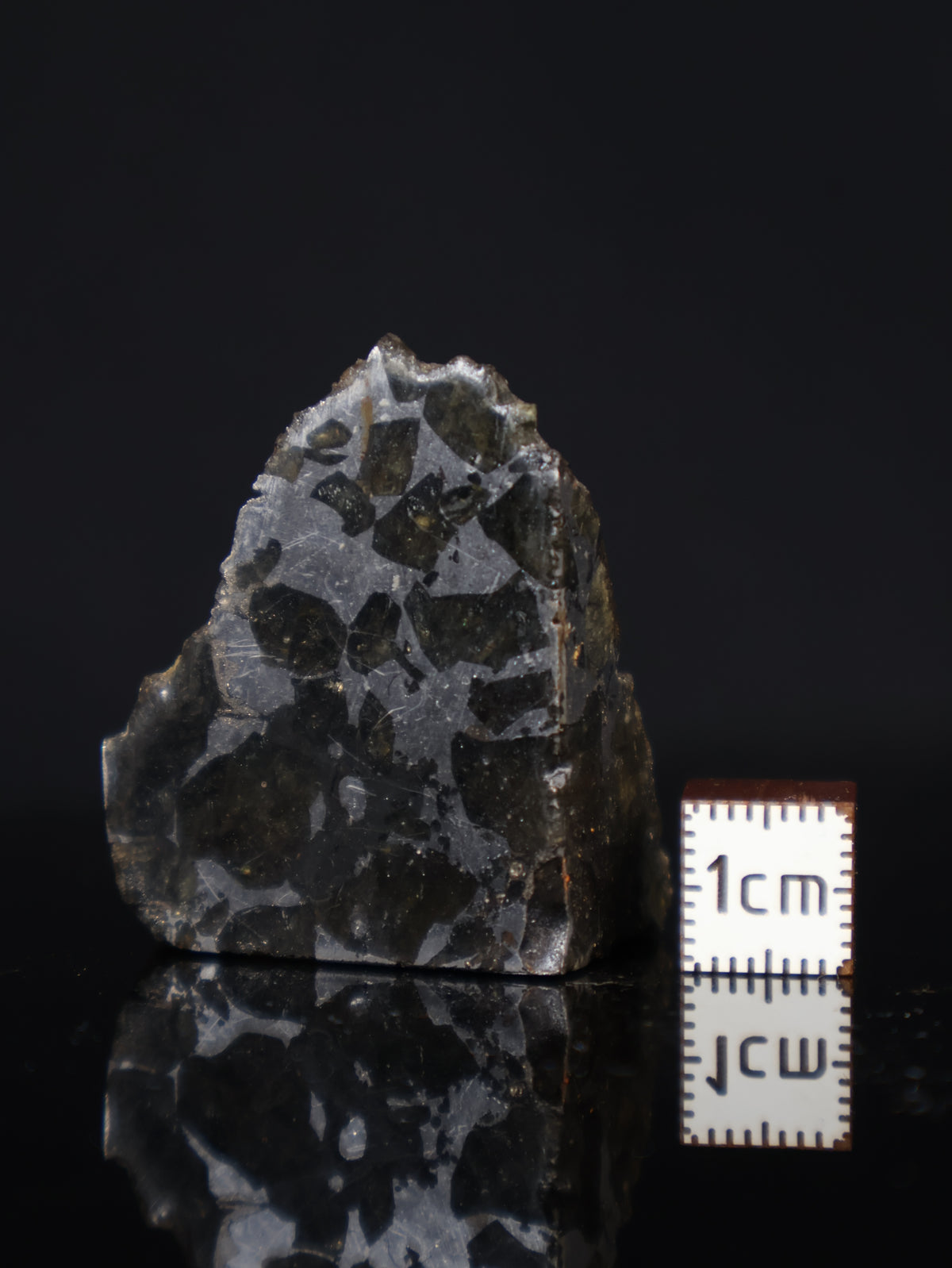 Seymchan meteorite, Russia. 44 grams end-cut.