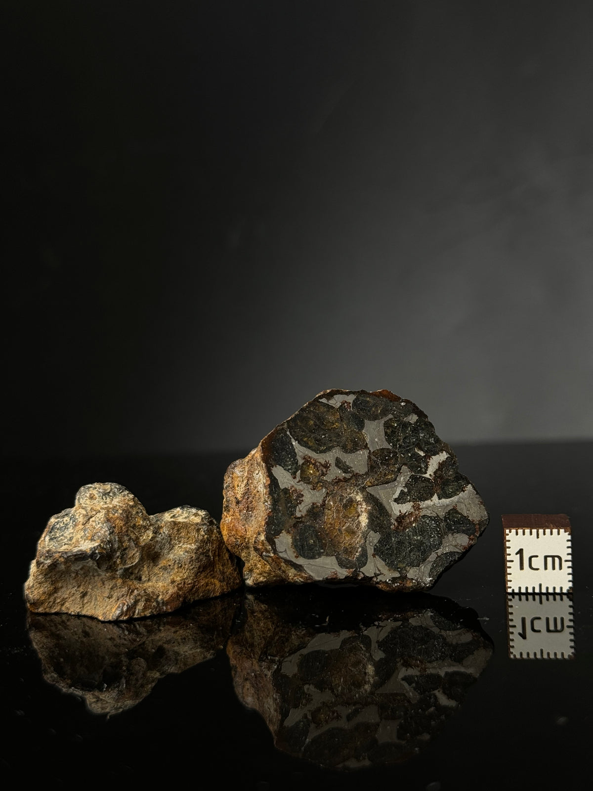 FULL SERICHO METEORITE FROM KENYA, IN TWO HALVES. TOTAL WEIGHT: 99,10 GRAMS.