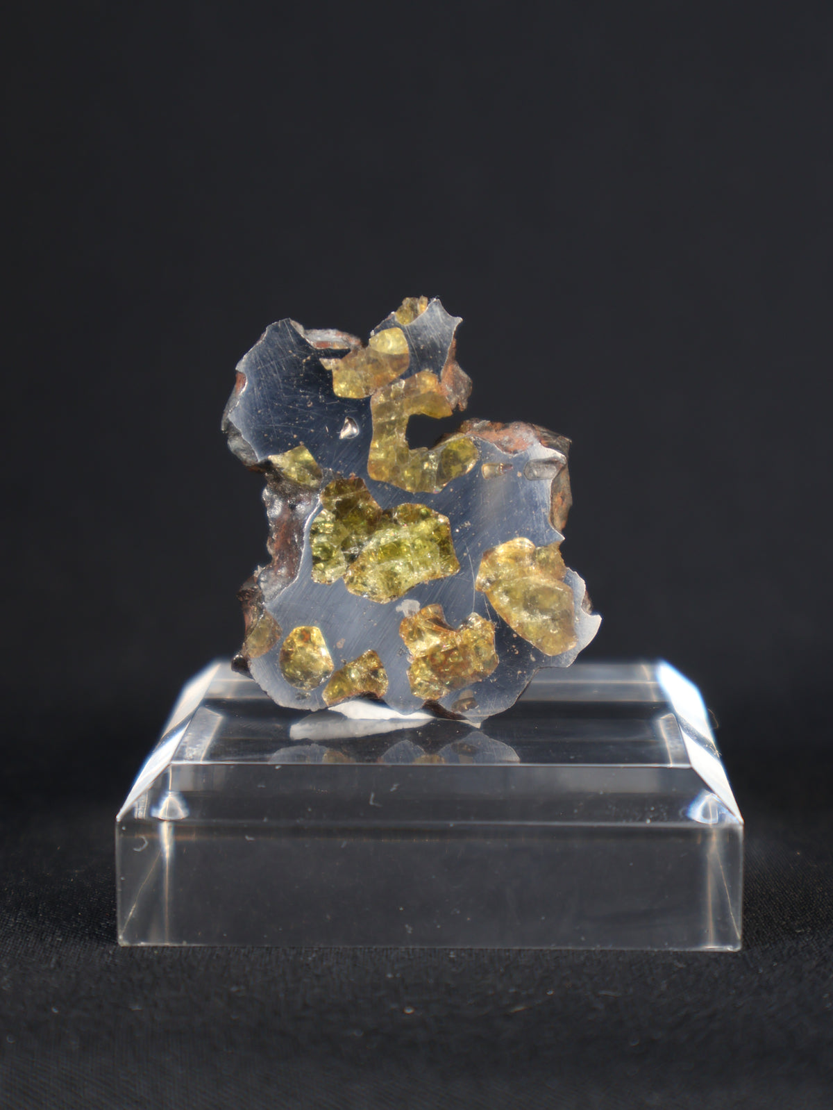 IMILAC PALLASITE METEORITE, END CUT, CHILE. 39,49 GRAMS.