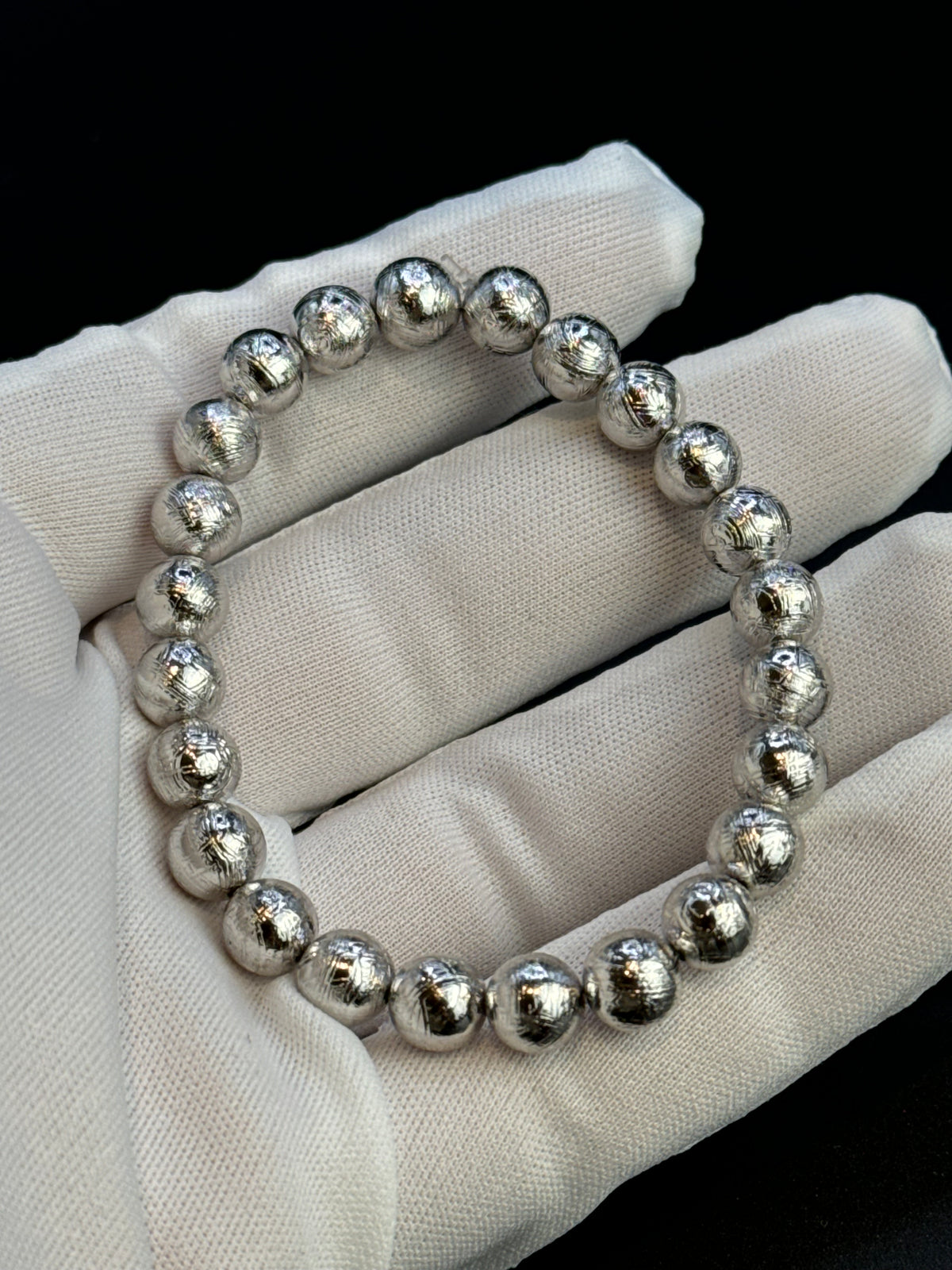 Muonionalusta meteorite Bead bracelet, 8mm