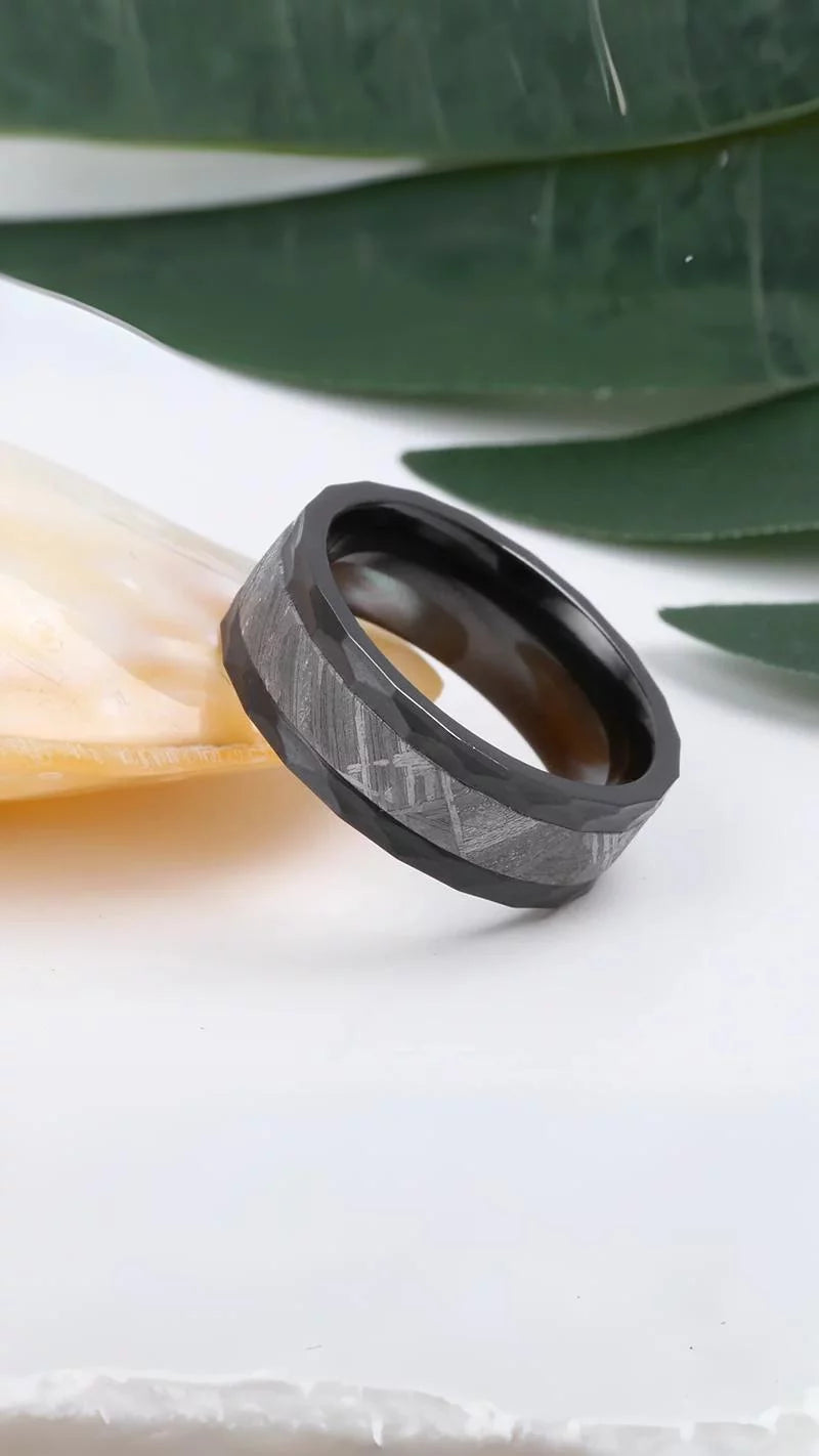 Black Zirconium and Muonionalusta Meteorite ring