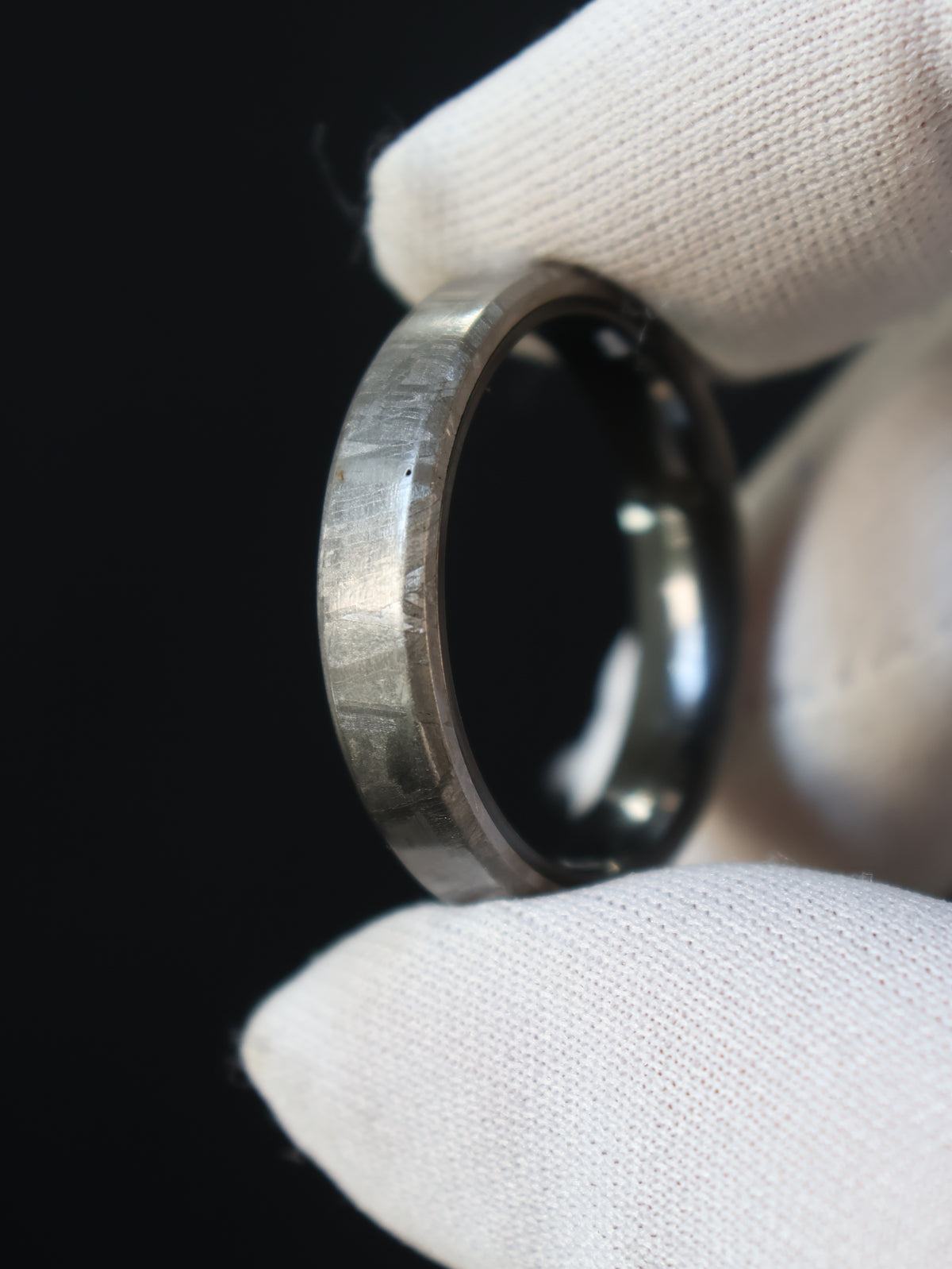 Interstellar One - Muonionalusta Meteorite & Black Tungsten Ring