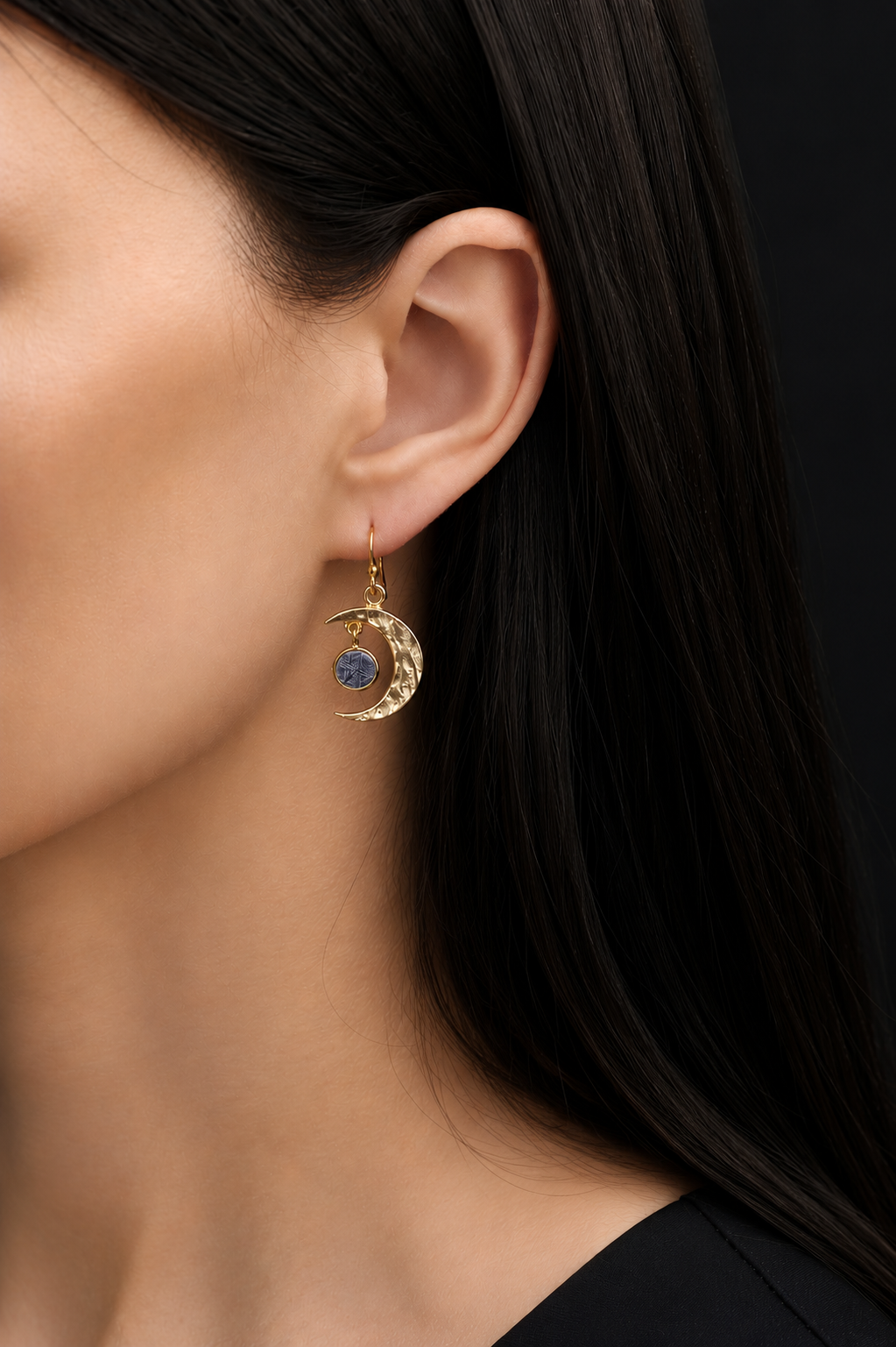 Muonionalusta meteorite Nordic moon earrings