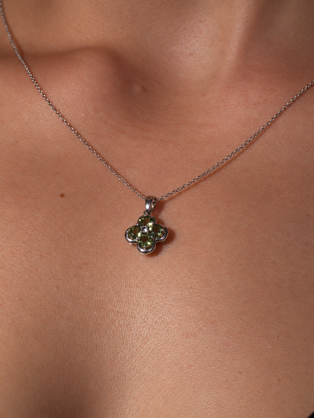 Moldavite Clover Pendant
