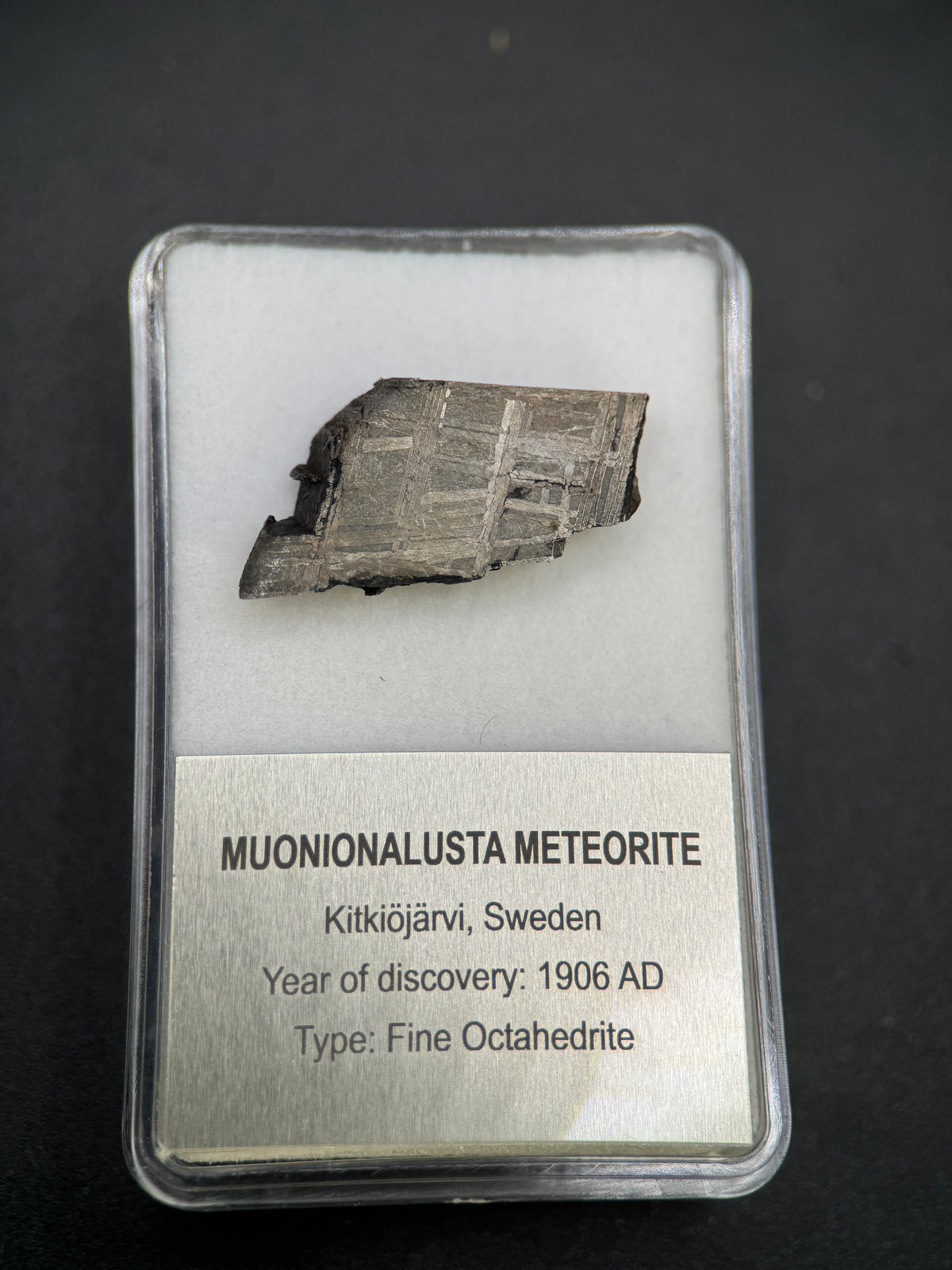 MUONIONALUSTA METEORITE, SWEDEN. DISPLAY BOX. 5,75 GRAMS.