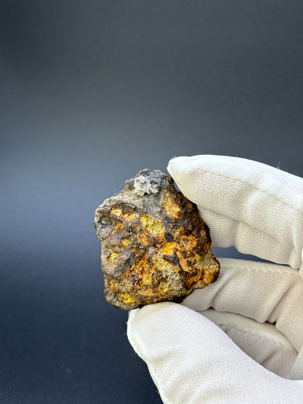IMILAC PALLASITE METEORITE, END CUT, CHILE. 35,10 GRAMS.