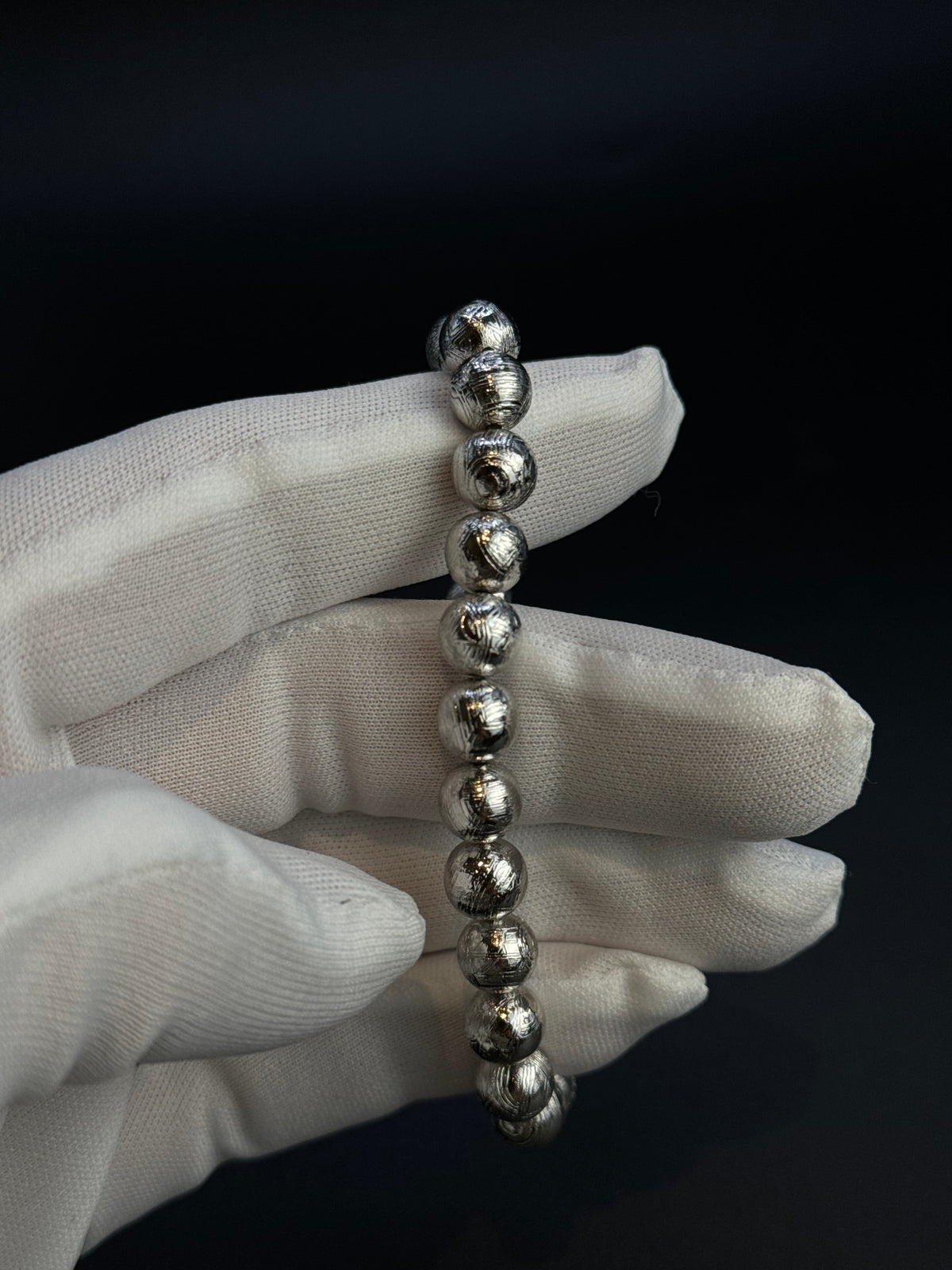 Muonionalusta meteorite Bead bracelet, 8mm