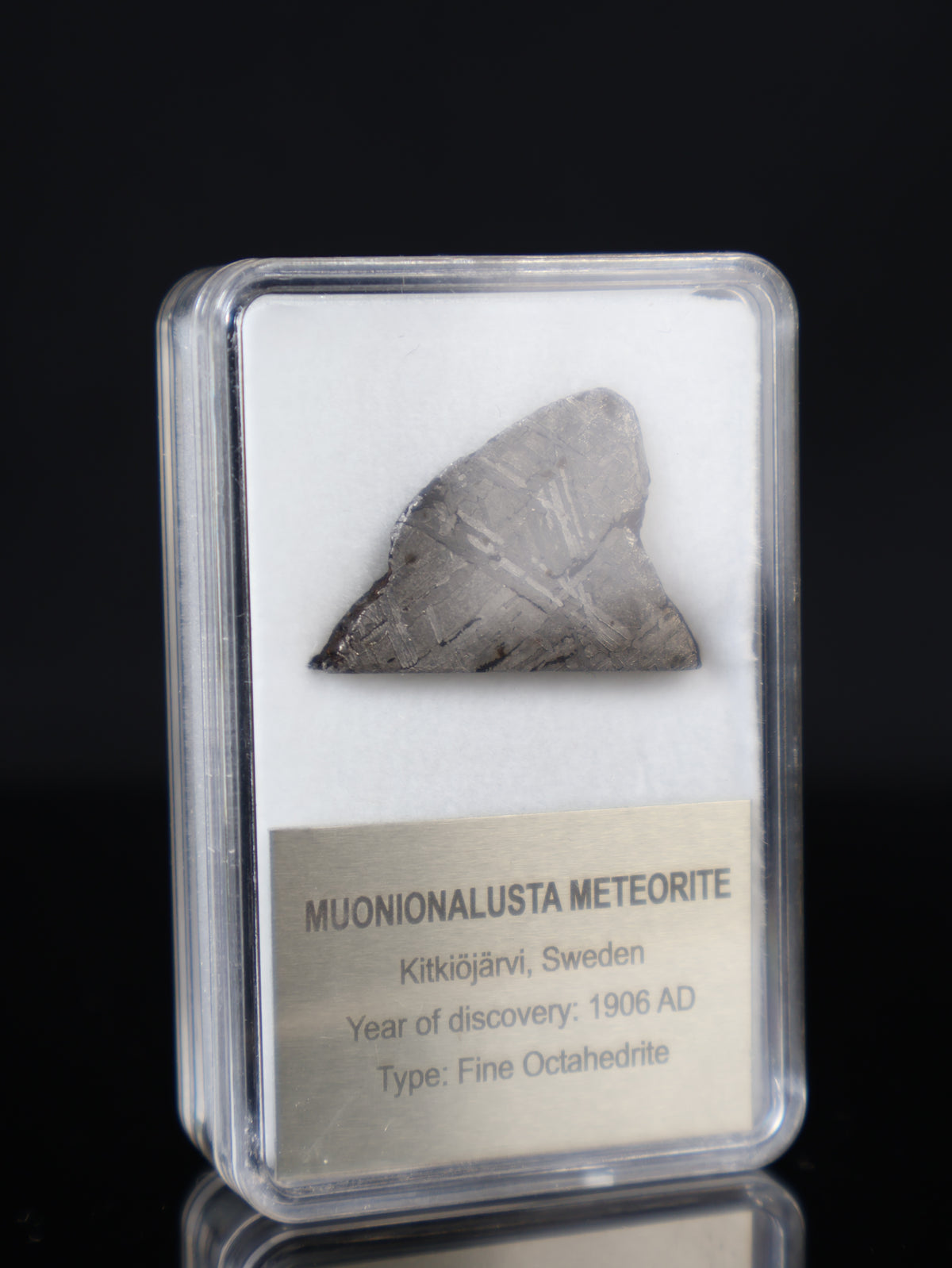 MUONIONALUSTA METEORITE, SWEDEN. DISPLAY BOX. 4,3 GRAMS.