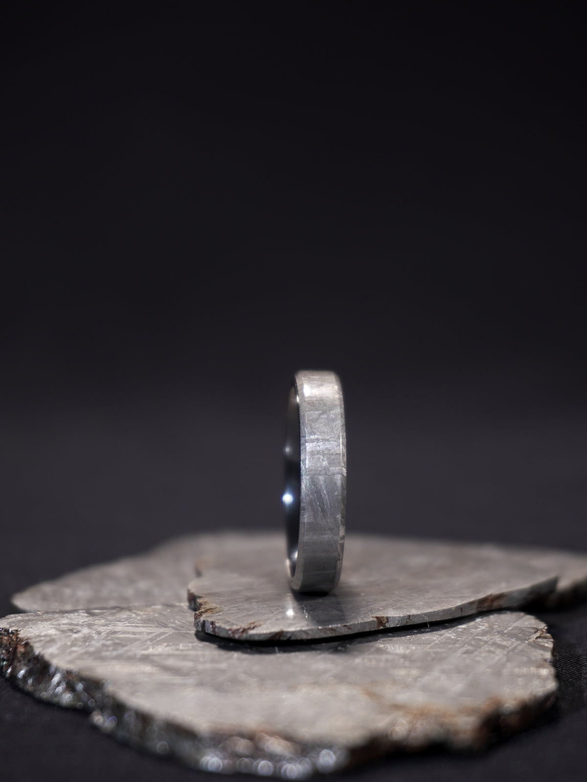 Interstellar One - Muonionalusta Meteorite & Black Tungsten Ring