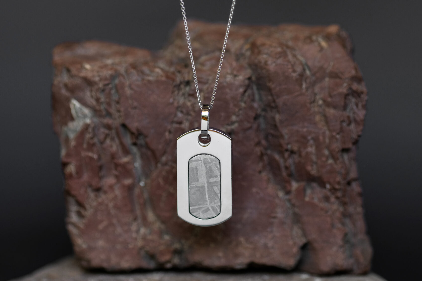 Meteorite Dog Tag pendant, Meteorite Dog Tag pendant made with Muonionalusta meteorite, authentic meteorite jewelry