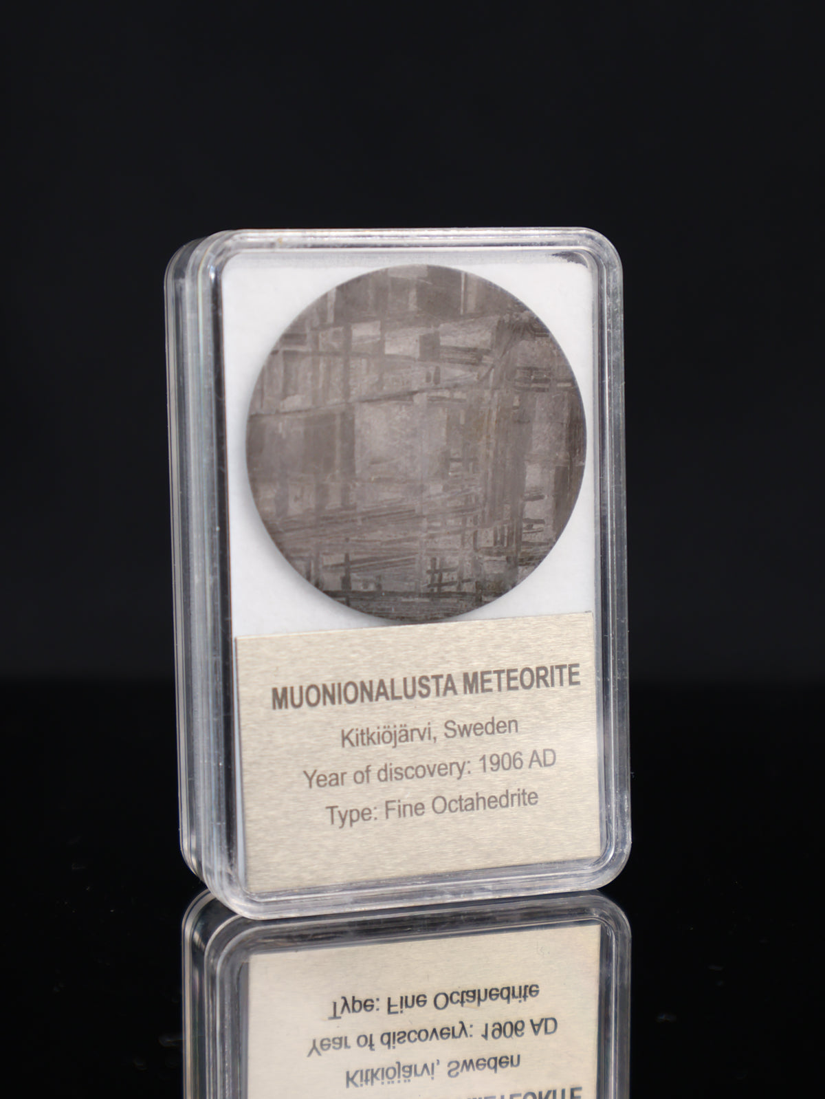 MUONIONALUSTA METEORITE, SWEDEN. DISPLAY BOX.