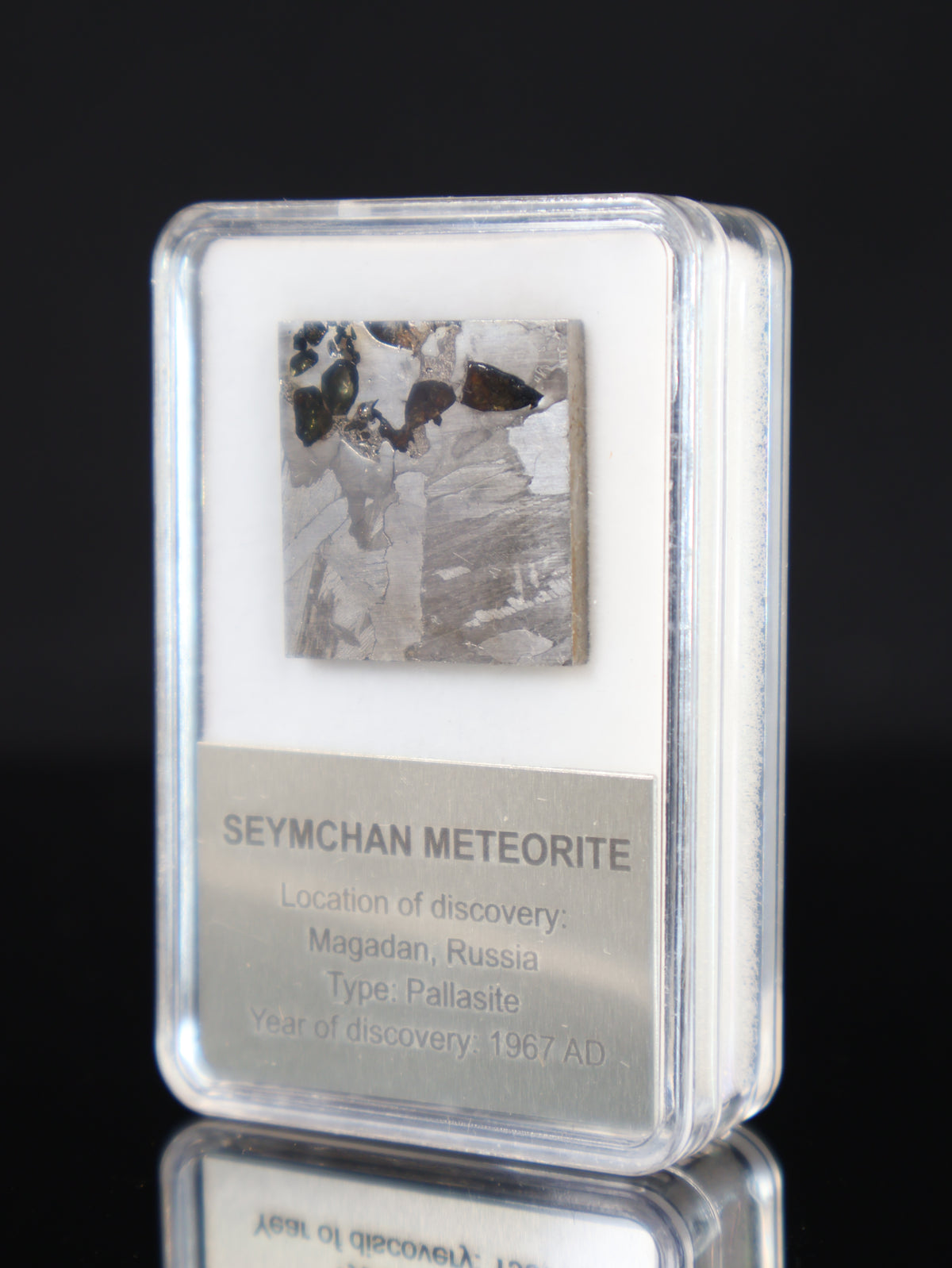 SEYMCHAN METEORITE, RUSSIA. DISPLAY BOX. 8 GRAMS.