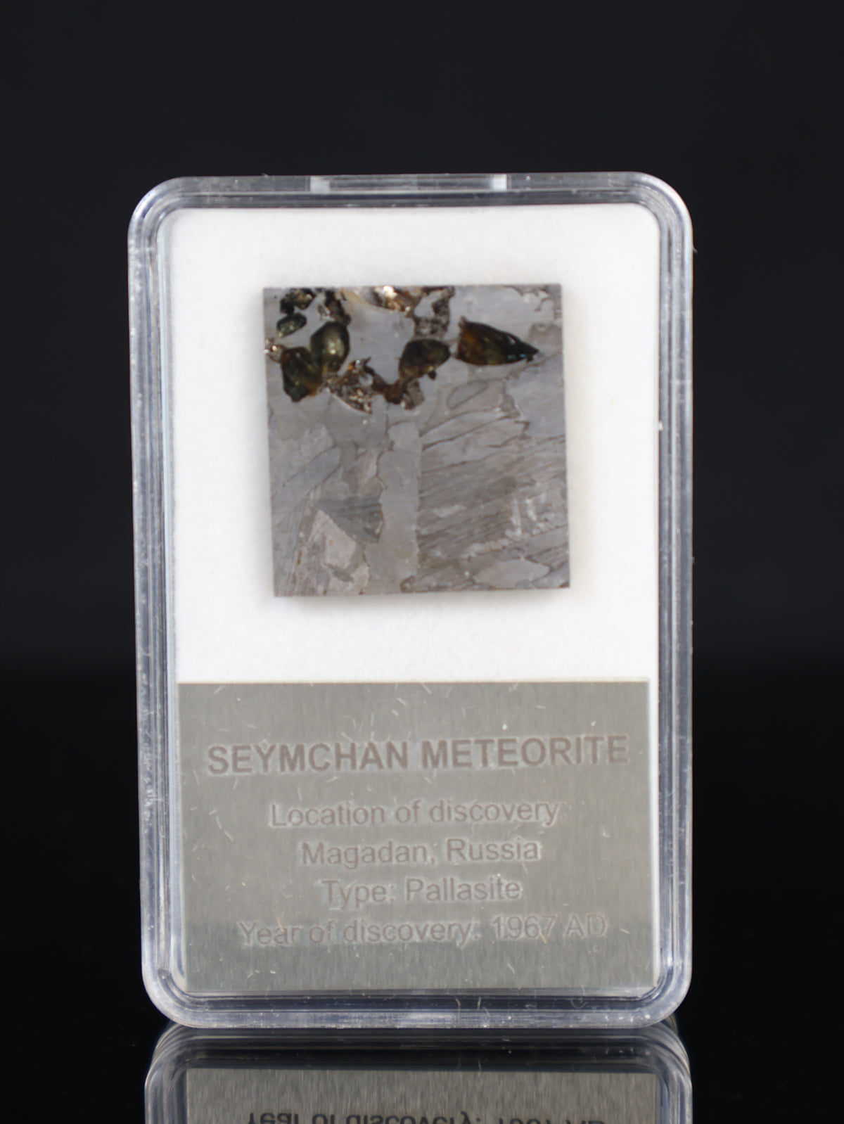 SEYMCHAN METEORITE, RUSSIA. DISPLAY BOX. 8 GRAMS.