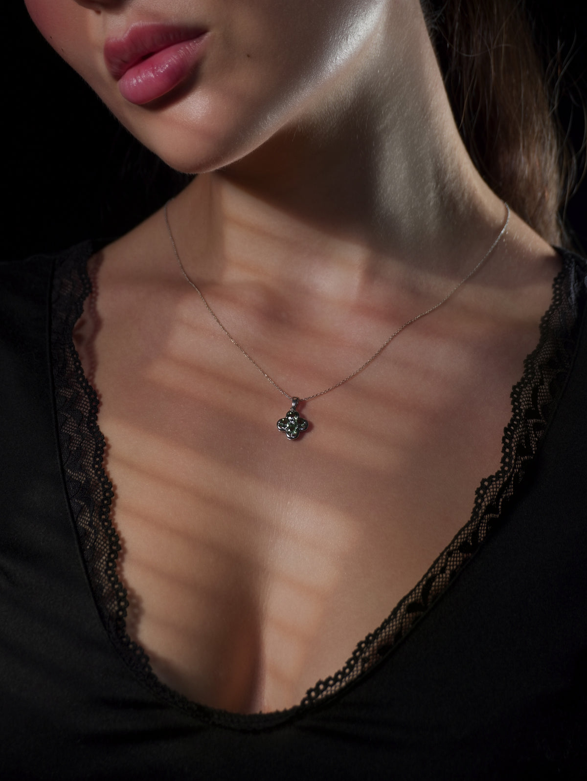 Moldavite Clover Pendant