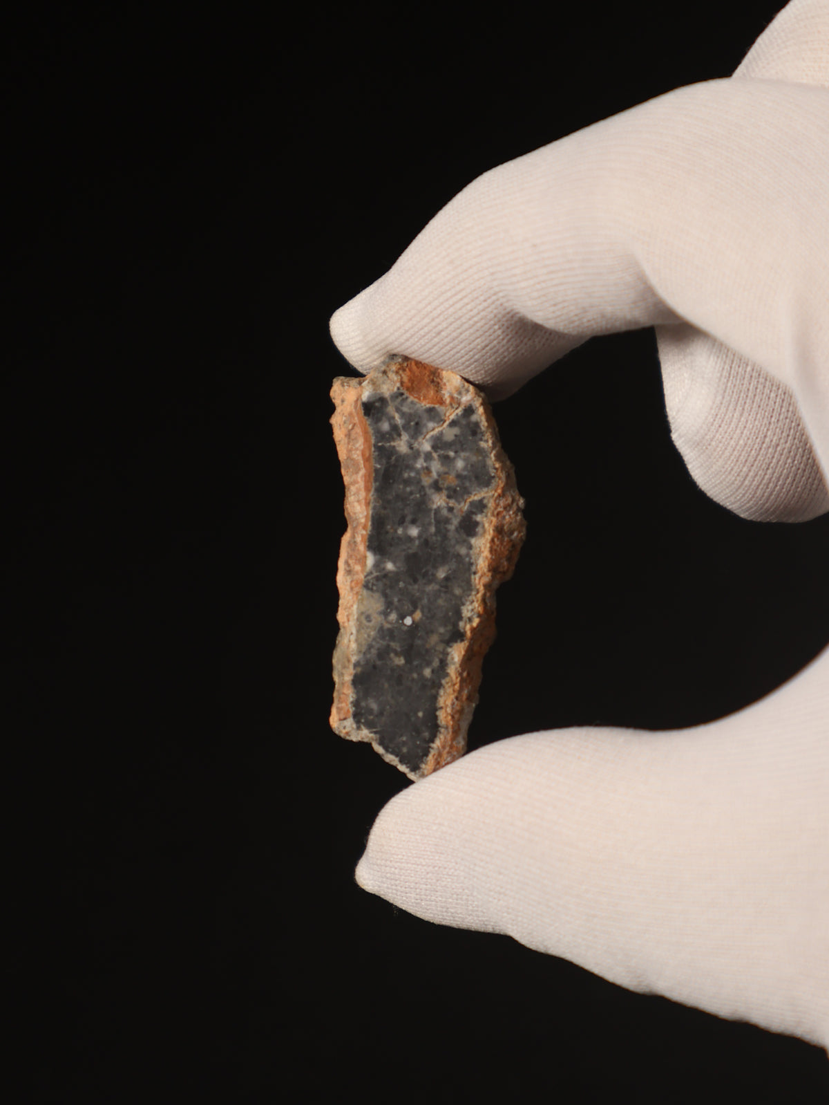 Lunar meteorite, Bechar 003, Algeria. 7,43 grams end-cut.