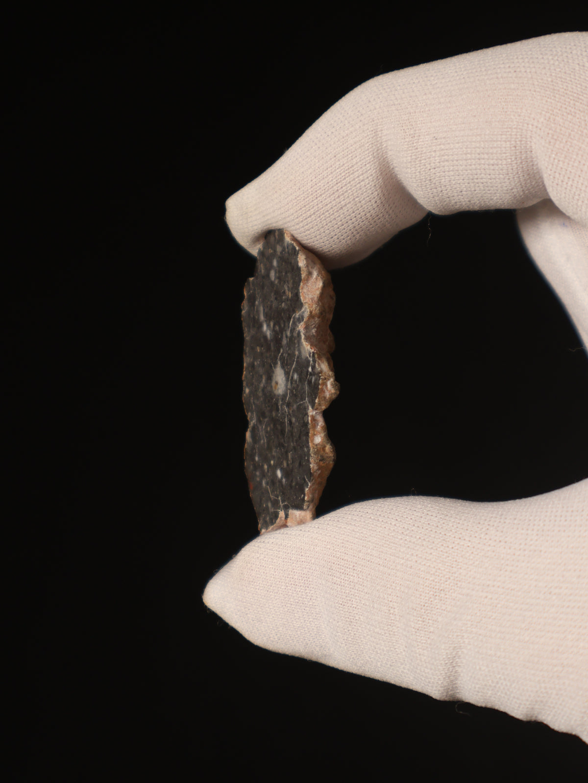 Lunar meteorite, Bechar 003, Algeria. 8,17 grams end-cut.