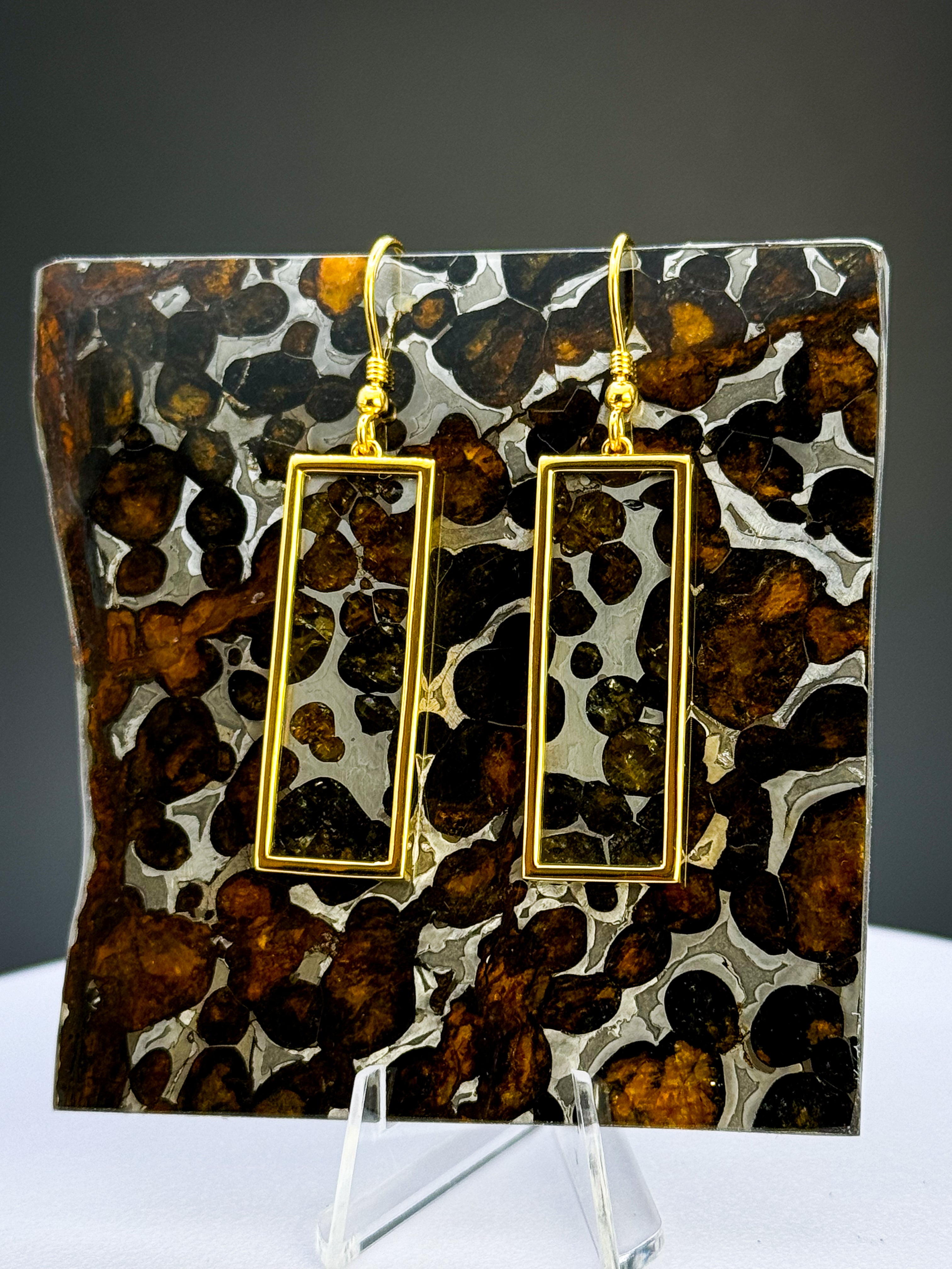 Cosmic Shards Earrings – Sericho Pallasite Meteorite, 18K Gold Plated