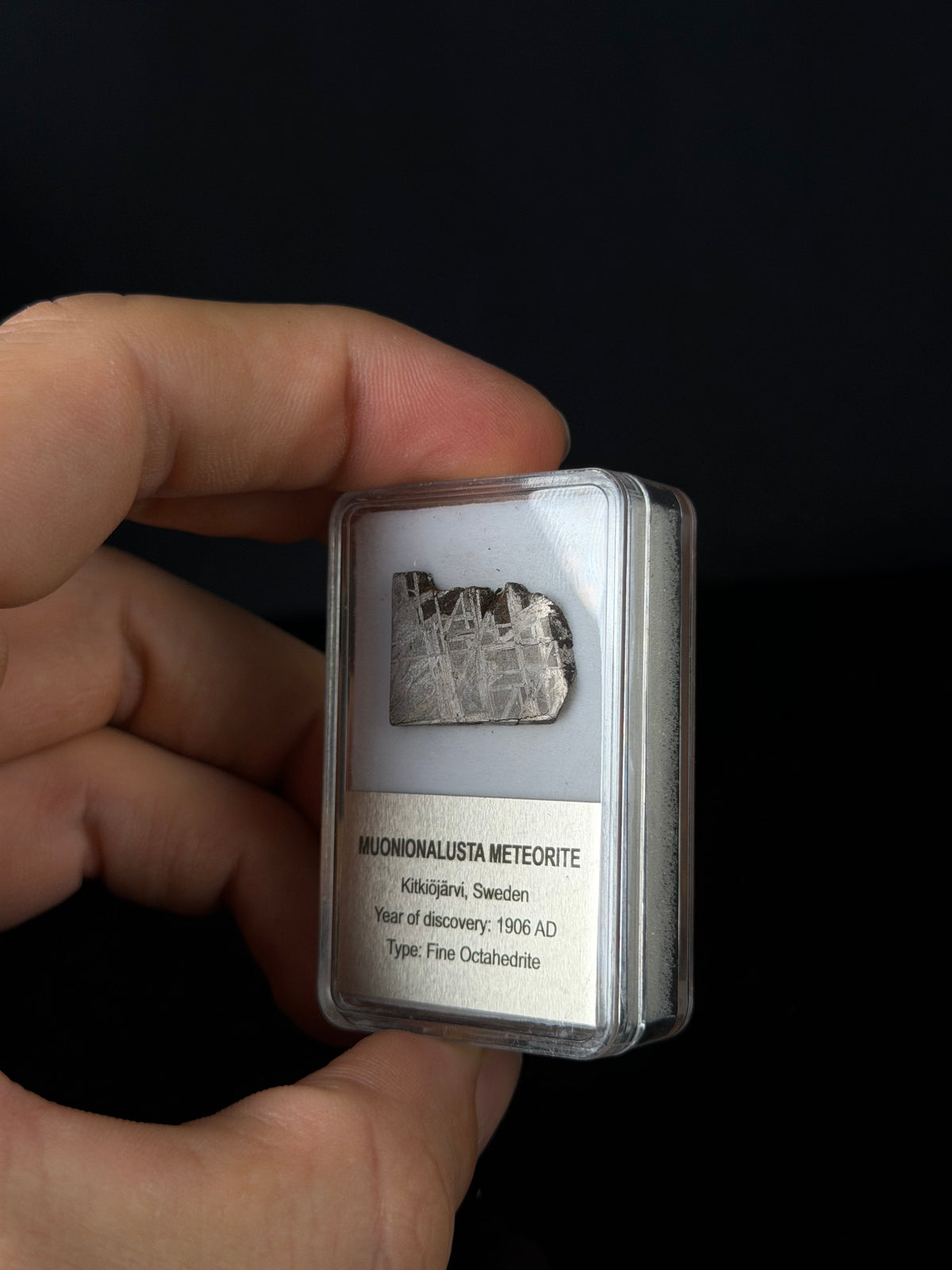 MUONIONALUSTA METEORITE, SWEDEN. DISPLAY BOX. 5,32 GRAMS.