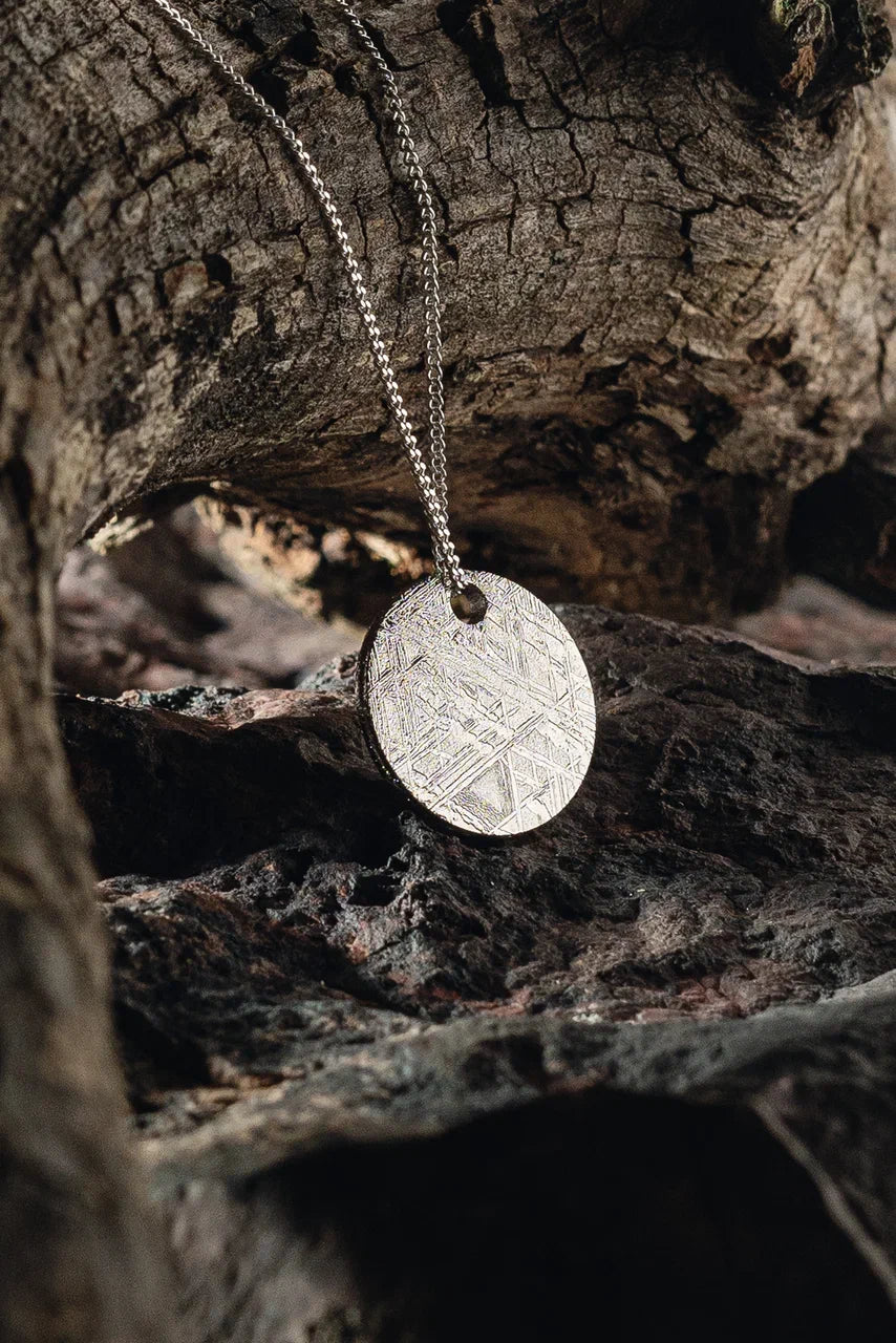 Pendant of solid circle of Muonionalusta meteorite